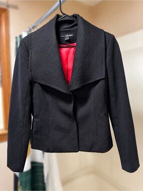 Willi Smith Black Structured Blazer Jacket w/ Quilted Statement Collar - Size M